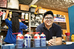 Portrait of auto shop business owner
