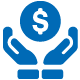 Hands holding coin icon