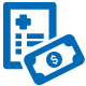Medical paper and cash icon